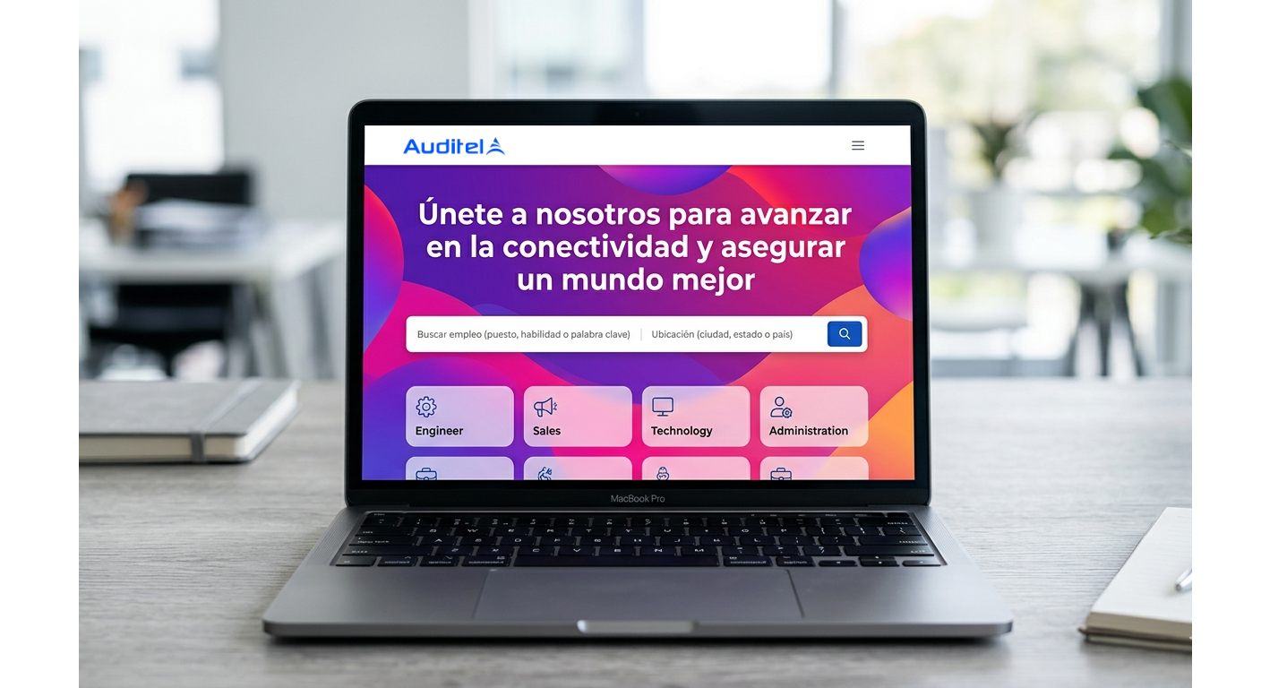Laptop con portal de empleo de Auditel